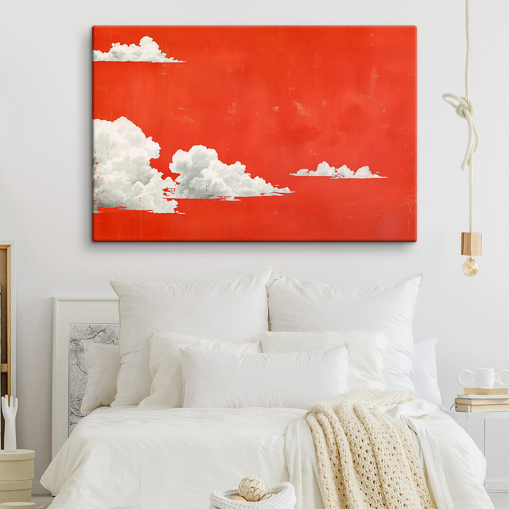 White clouds on a red background White clouds on a red background