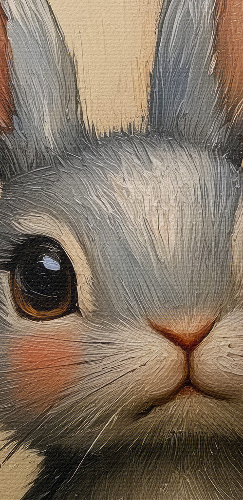 Painting of a rabbit in a field of flowers Painting of a rabbit in a field of flowers