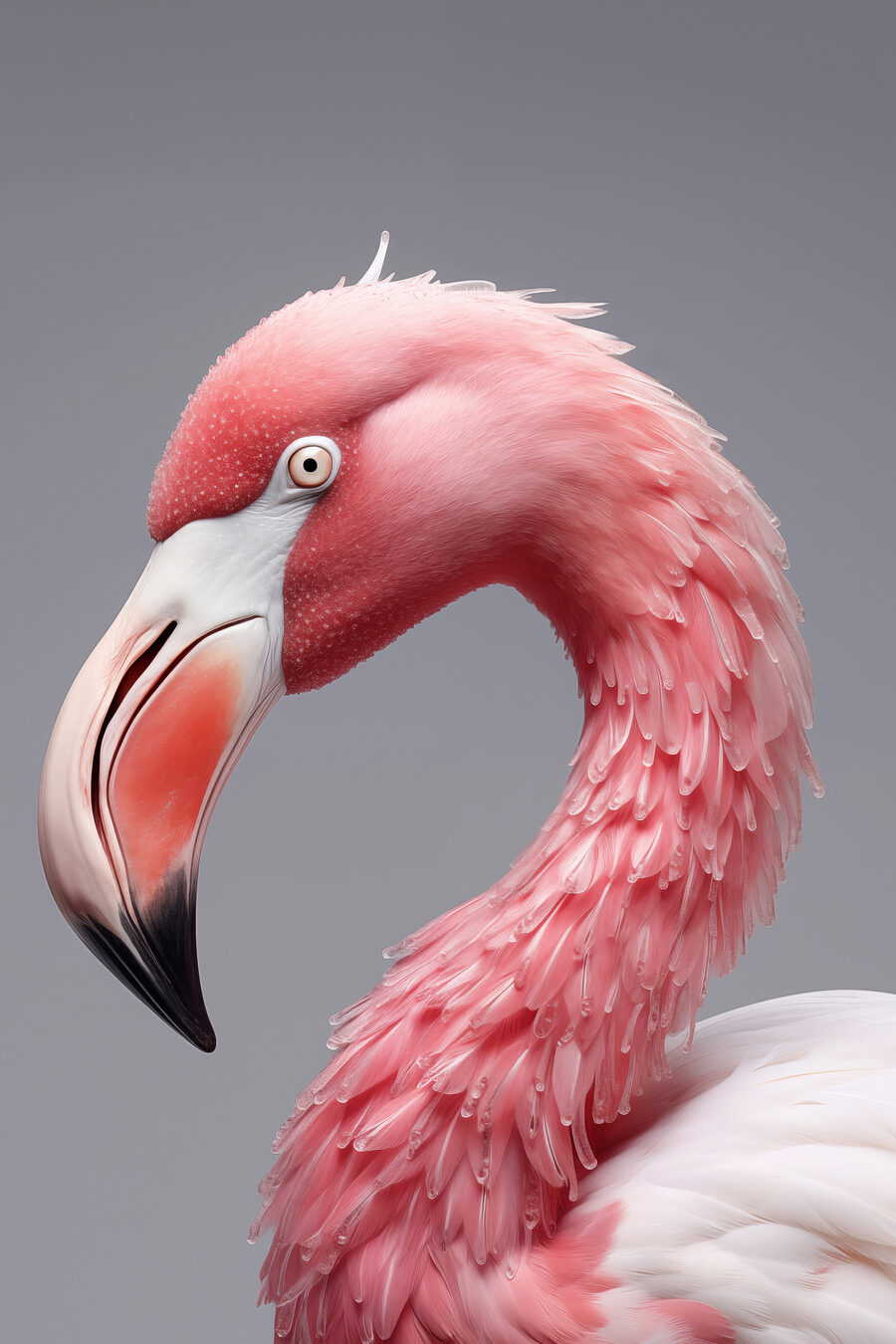 Közelkép egy rózsaszín flamingóról