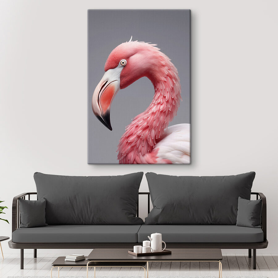 Közelkép egy rózsaszín flamingóról