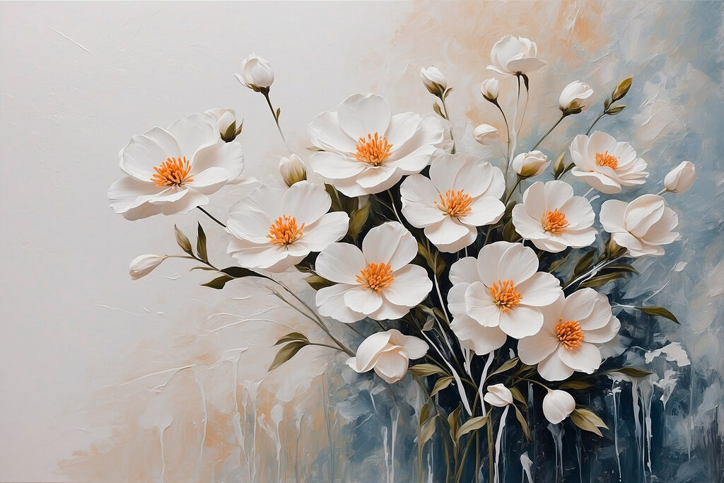 Painting of white flowers Painting of white flowers