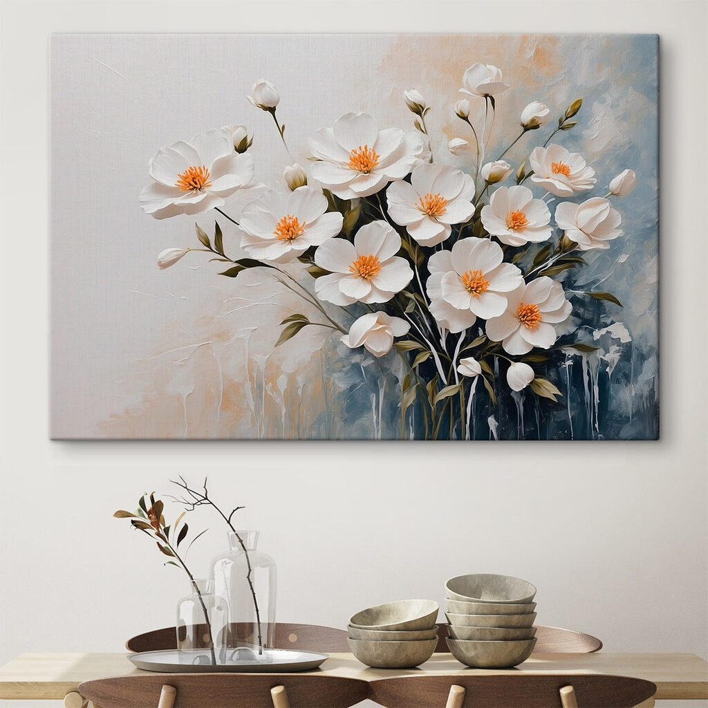 Painting of white flowers Painting of white flowers