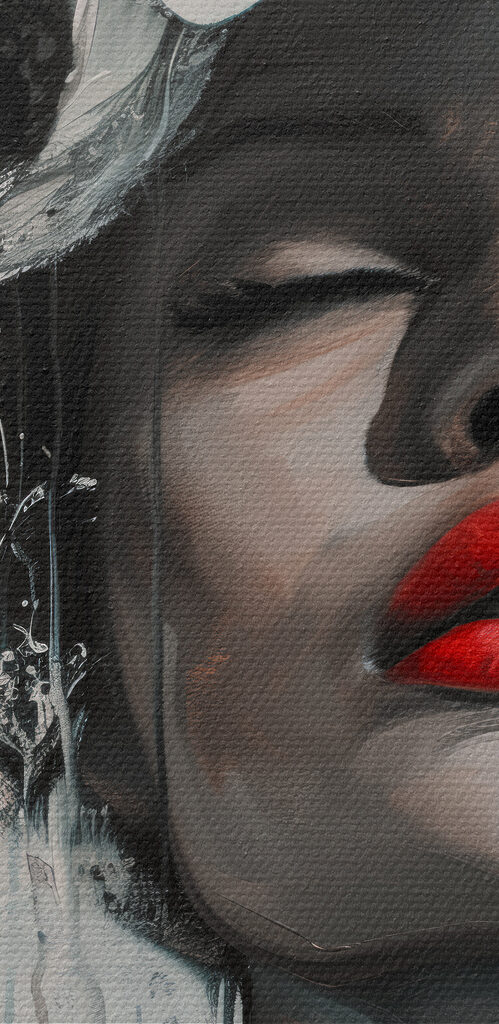 Painting of a woman with flowers on her head Painting of a woman with flowers on her head