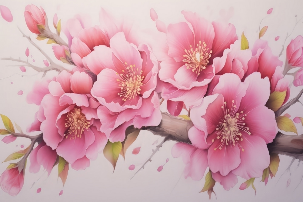 Painting of pink flowers Painting of pink flowers