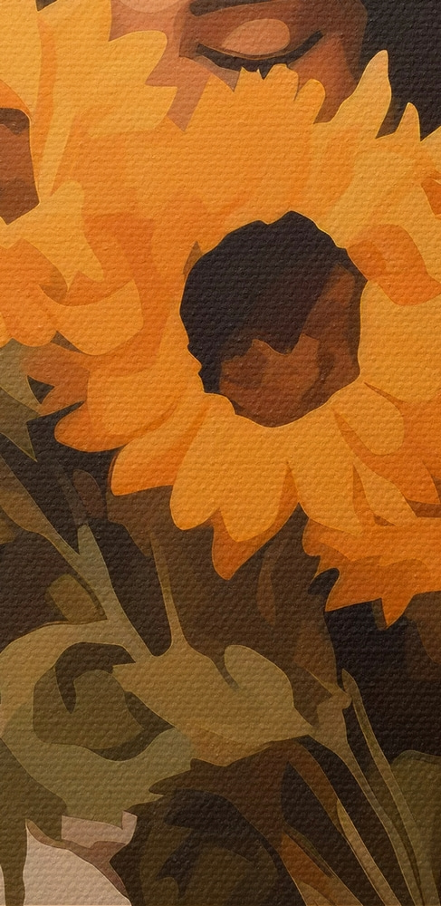 Woman holding a bouquet of sunflowers