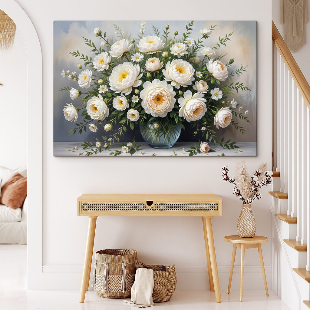Vase of white flowers