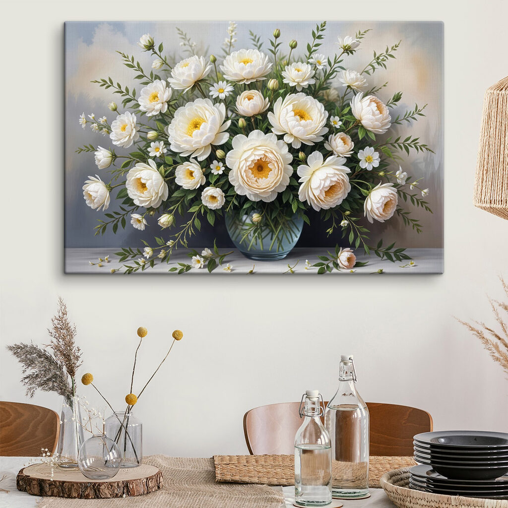 Vase of white flowers
