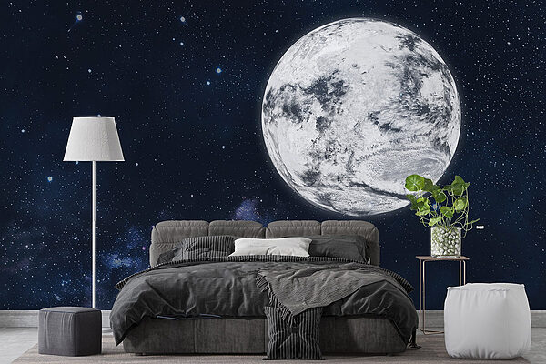 Moon in space with stars Moon in space with stars