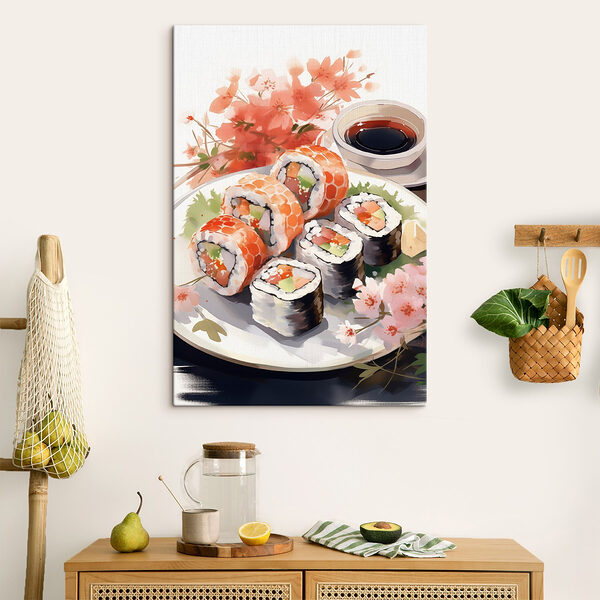 Tányér sushi és szósz Tányér sushi és szósz