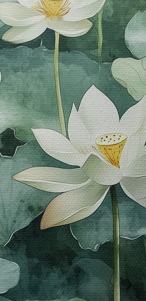 Group of white flowers and green leaves