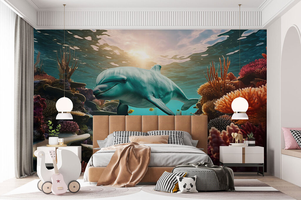 Dolphin swimming in the ocean Dolphin swimming in the ocean