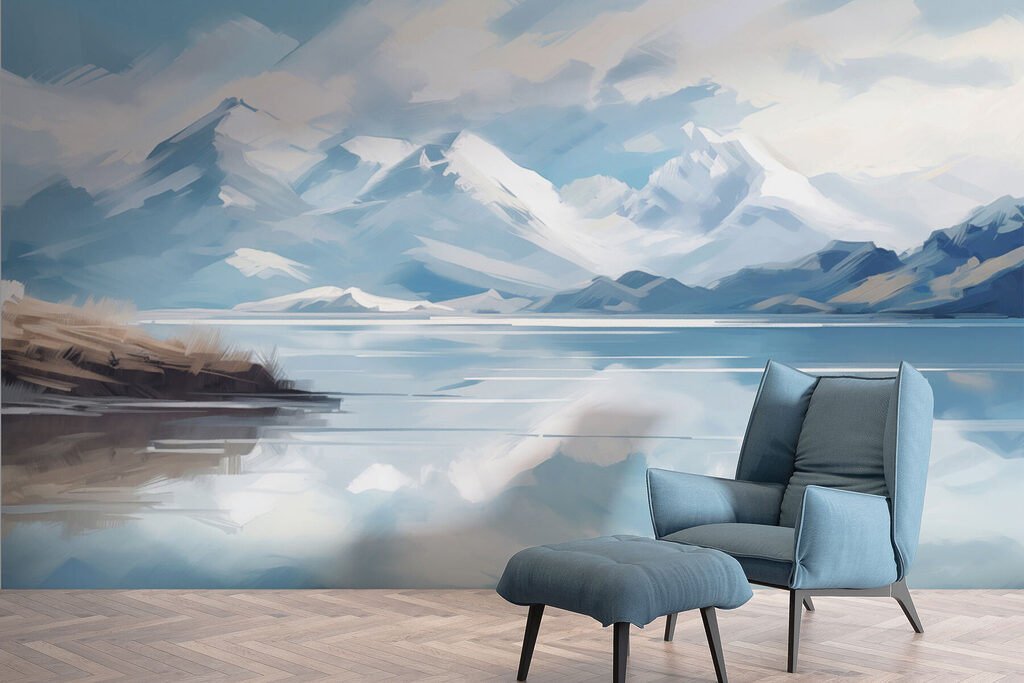 Lake with mountains in the background Lake with mountains in the background