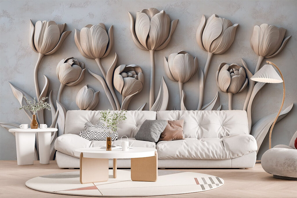 White flower carving on a wall White flower carving on a wall