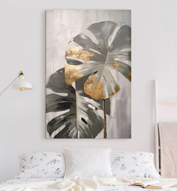 Absztrakt Monstera fémes ékezetekkel Absztrakt Monstera fémes ékezetekkel