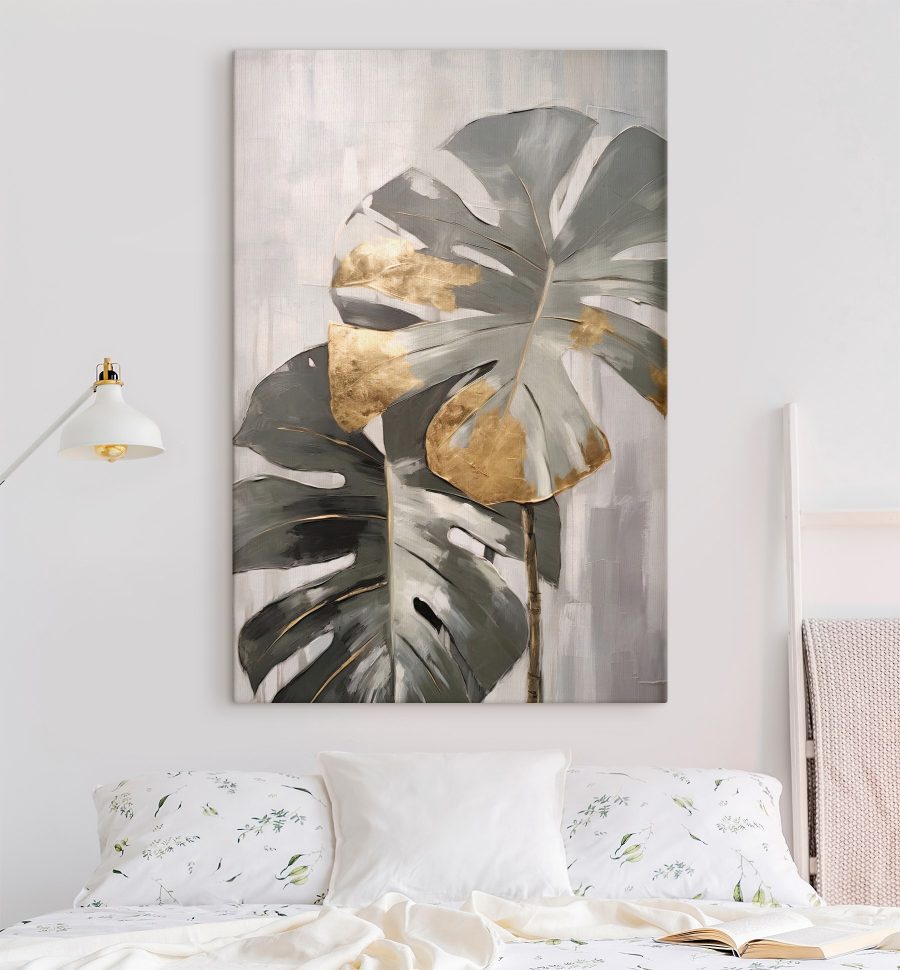 Absztrakt Monstera fémes ékezetekkel