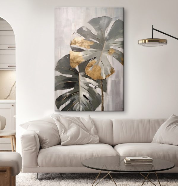 Absztrakt Monstera fémes ékezetekkel Absztrakt Monstera fémes ékezetekkel