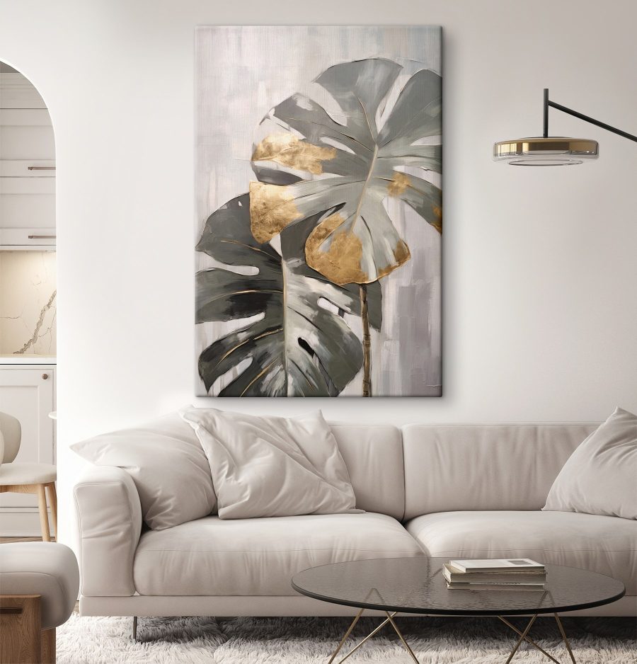 Absztrakt Monstera fémes ékezetekkel