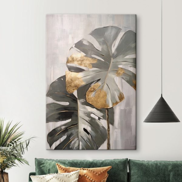 Absztrakt Monstera fémes ékezetekkel Absztrakt Monstera fémes ékezetekkel