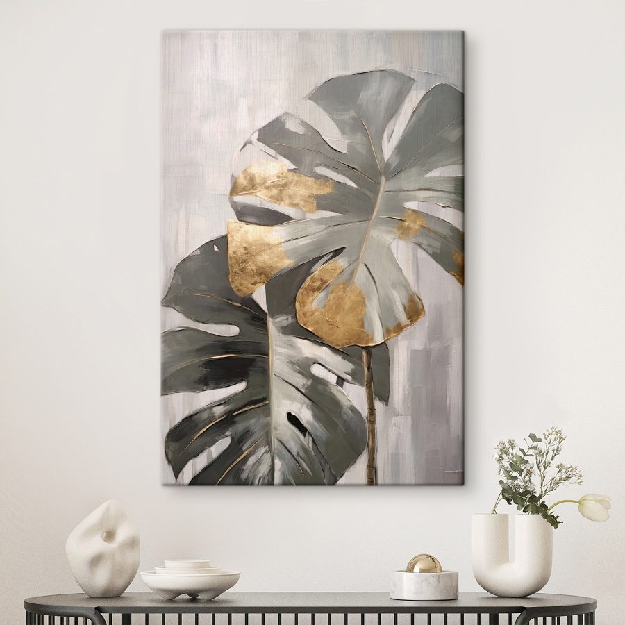 Absztrakt Monstera fémes ékezetekkel