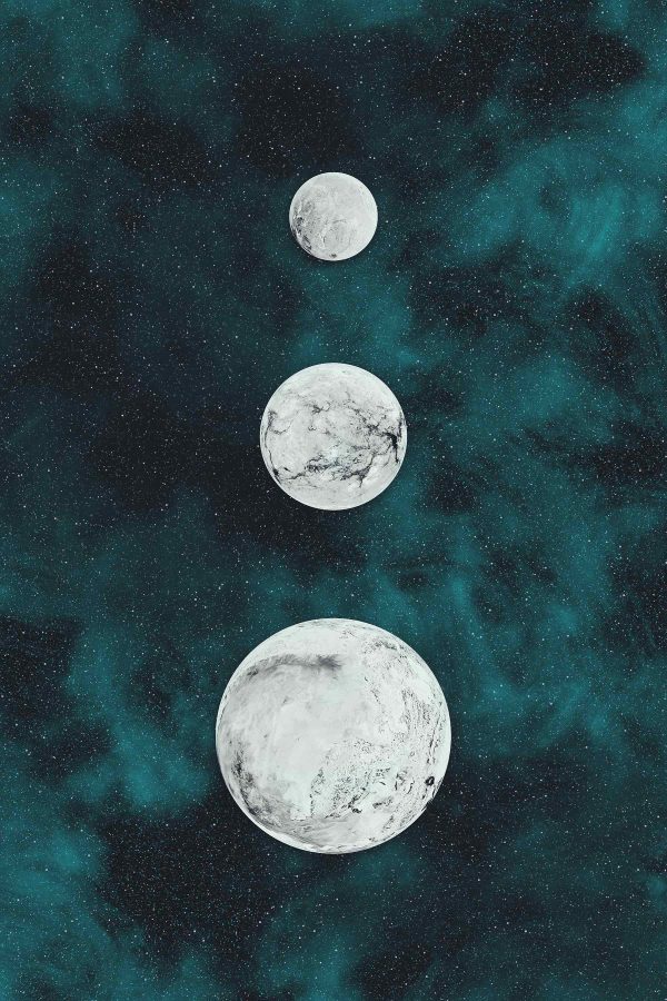 Group of white round objects in space Group of white round objects in space