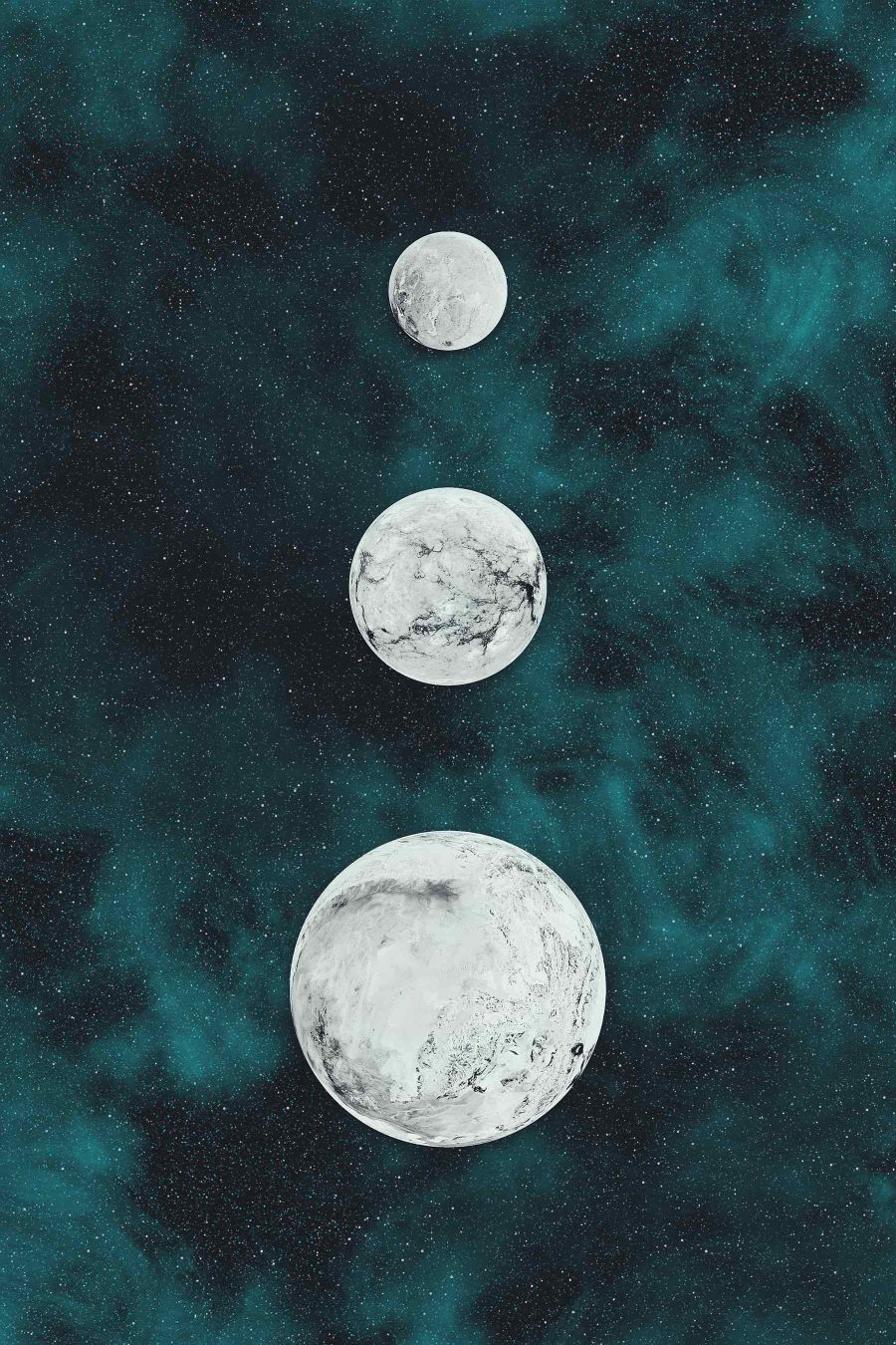 Group of white round objects in space Group of white round objects in space