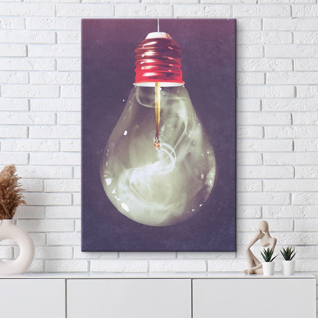 Light bulb with a fire