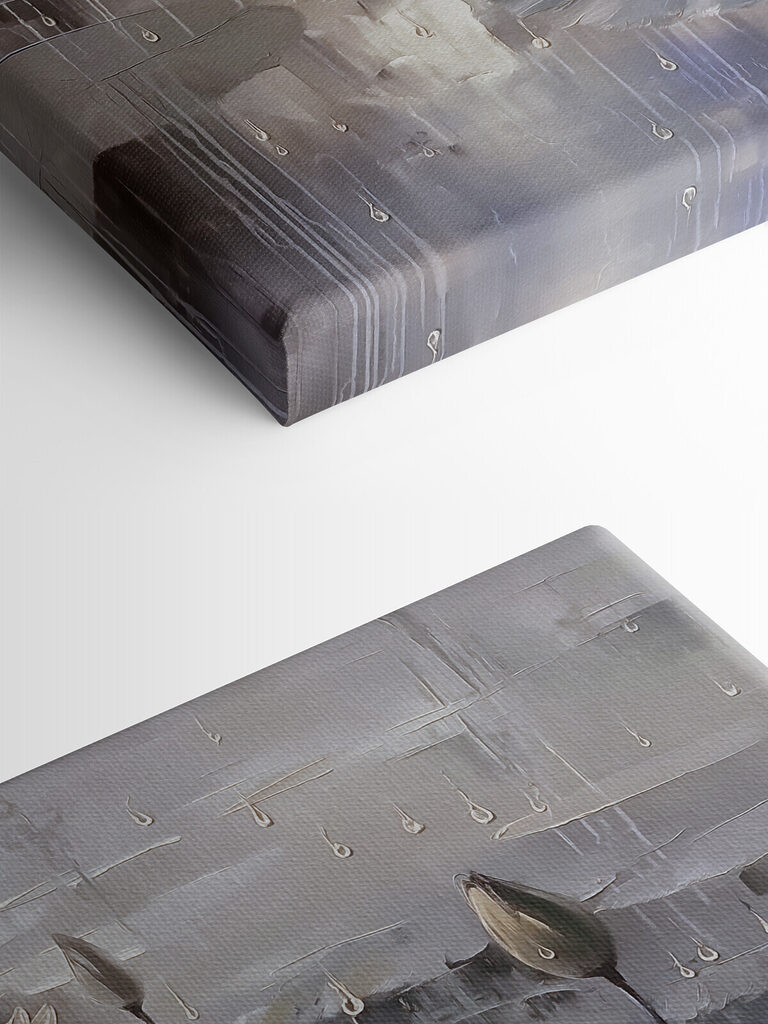 Painting of flowers on a pond