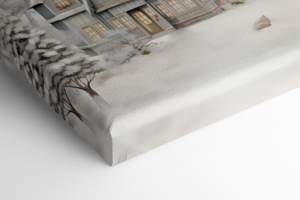 Snowy landscape with houses and trees