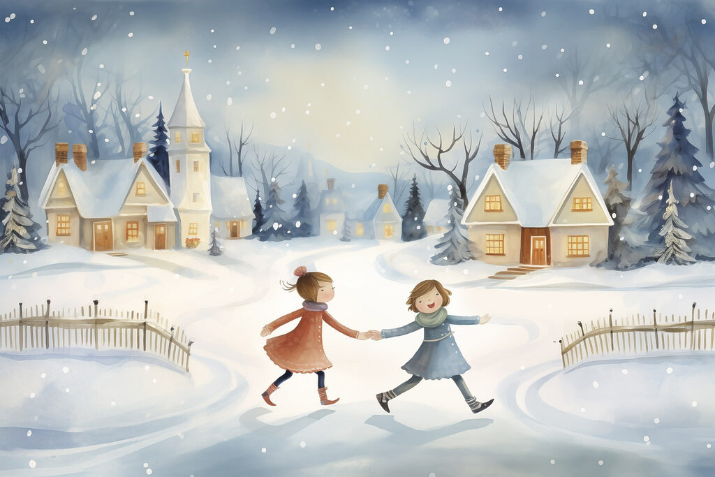 Couple of girls walking in the snow Couple of girls walking in the snow