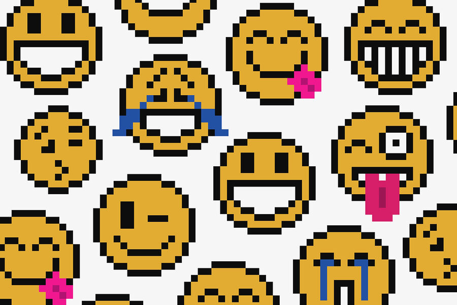 Sárga smiley arcok csoportja