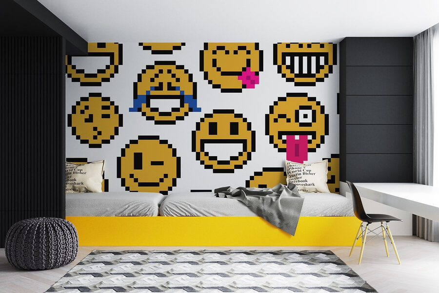 Sárga smiley arcok csoportja