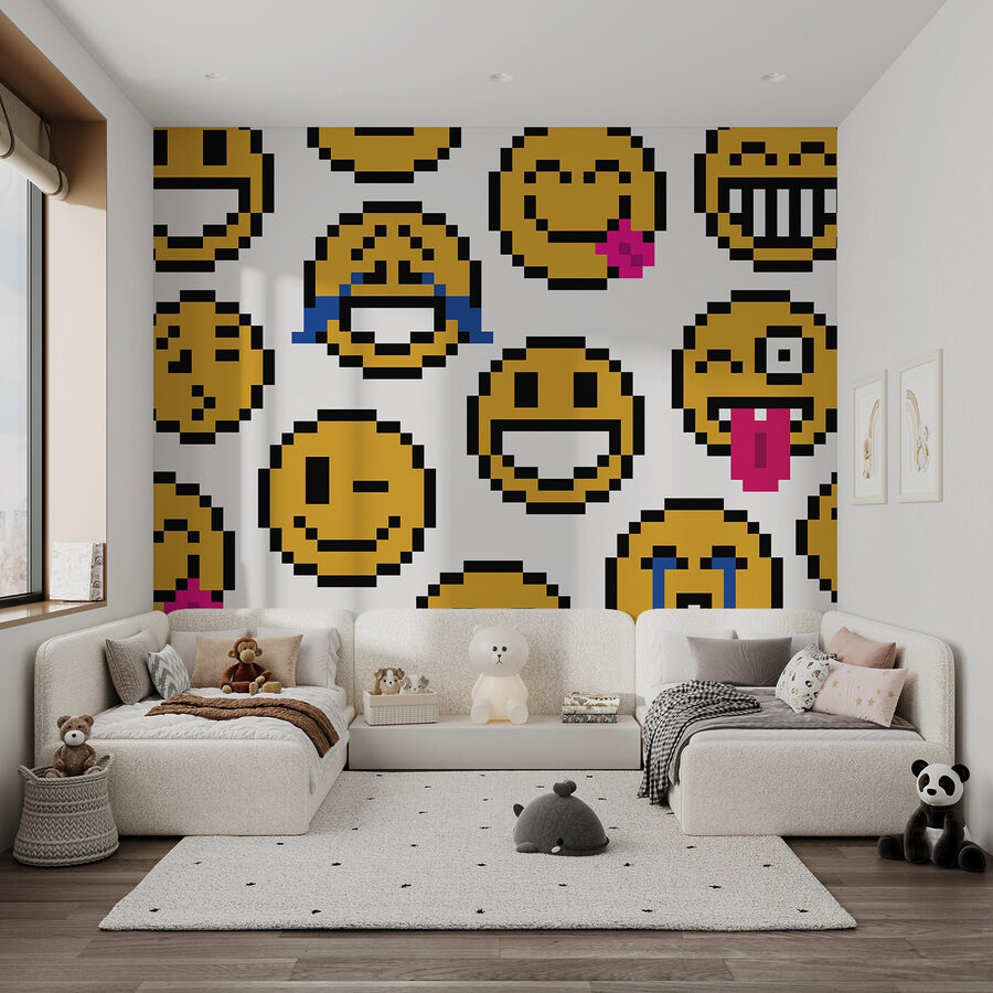 Sárga smiley arcok csoportja