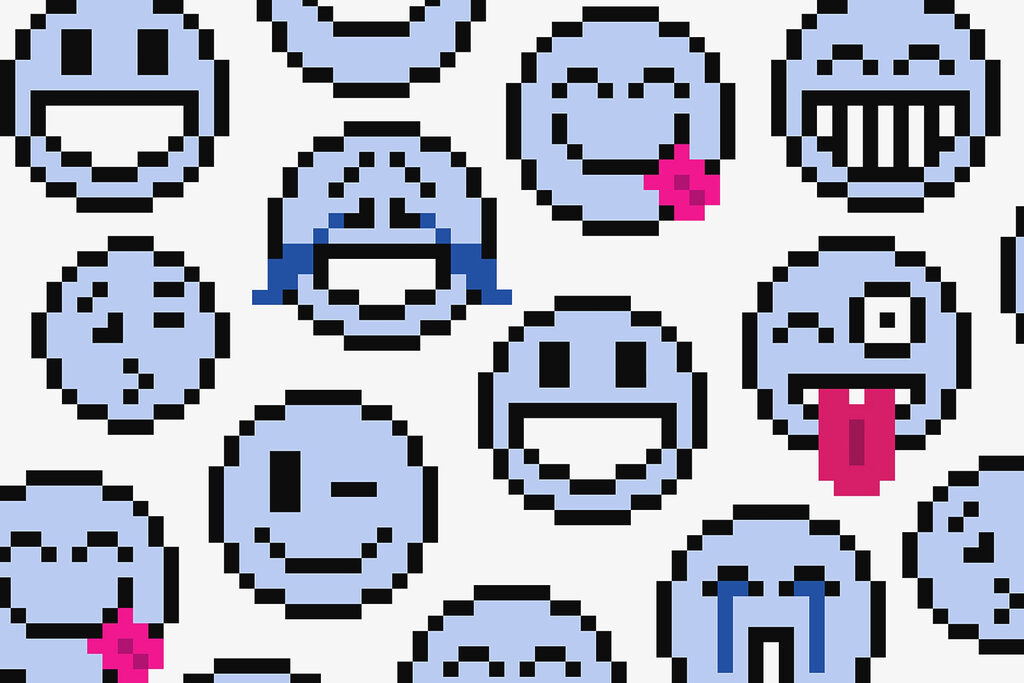 Zökkenőmentes minta kék smiley arcok Zökkenőmentes minta kék smiley arcok