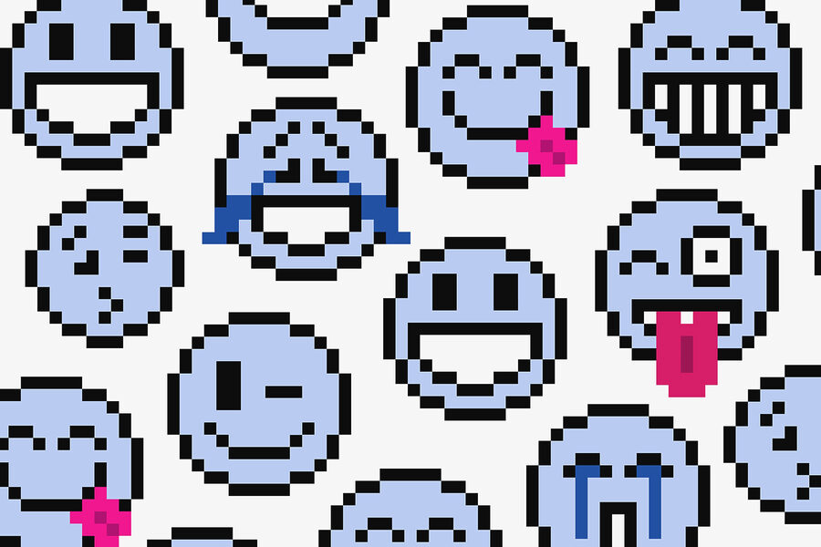Zökkenőmentes minta kék smiley arcok