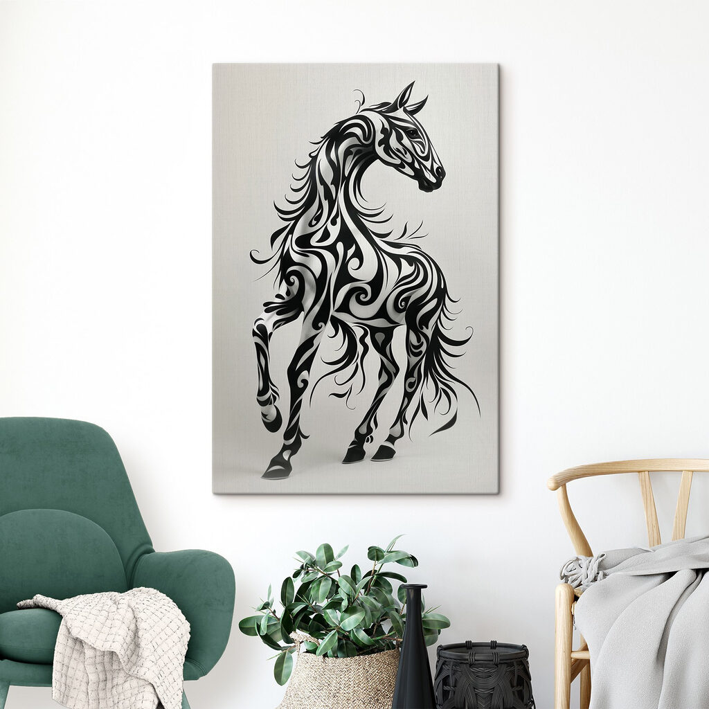 Black and white horse with swirls Black and white horse with swirls