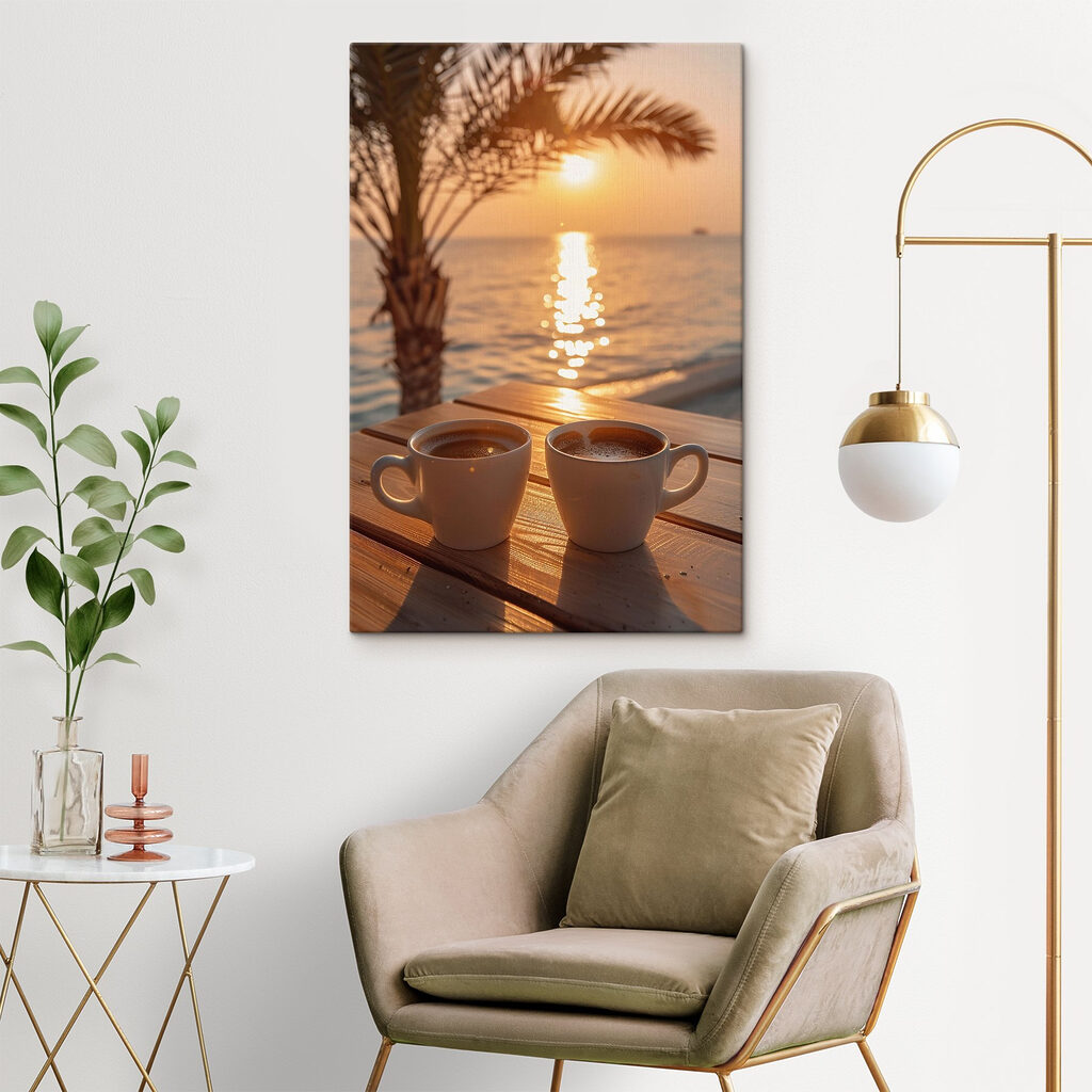 Two cups of coffee on a table