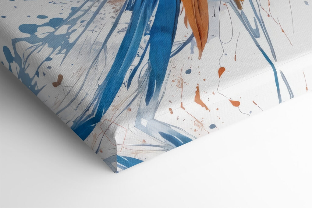 Colorful bird flying with paint splashes