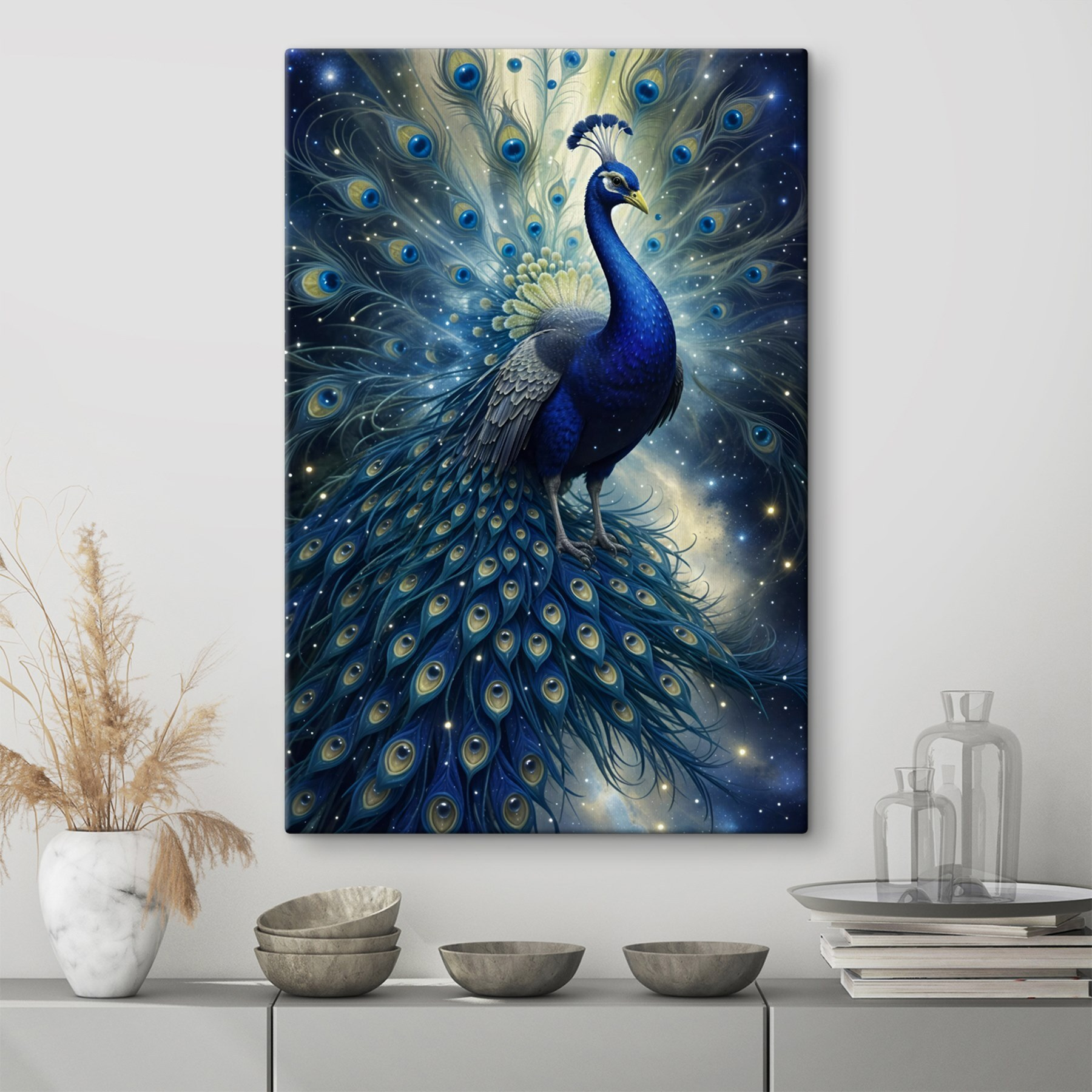Majestic peacock in cosmic splendor Majestic peacock in cosmic splendor