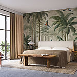 Fotótapéta Falfestmény madarak repülnek egy erdő felett