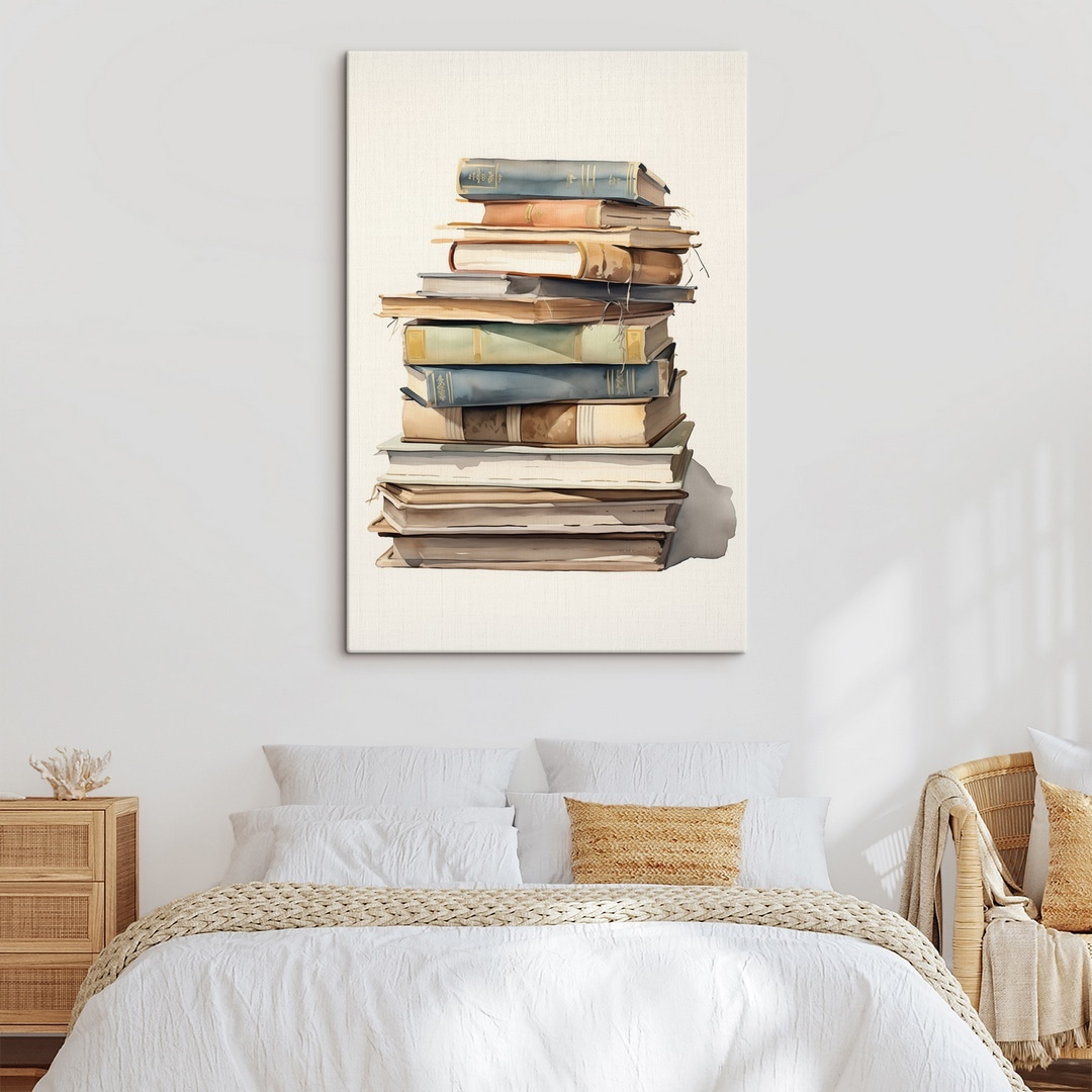 Watercolor of a stack of books Watercolor of a stack of books