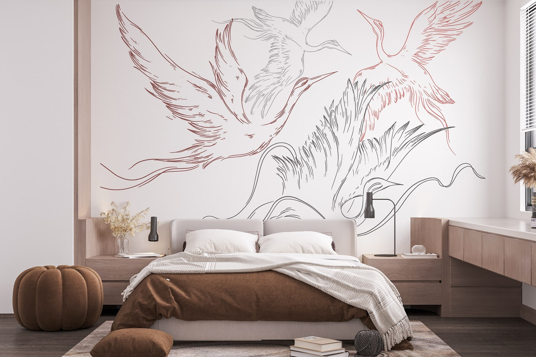 Drawing of birds flying