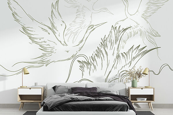 Drawing of birds flying Drawing of birds flying