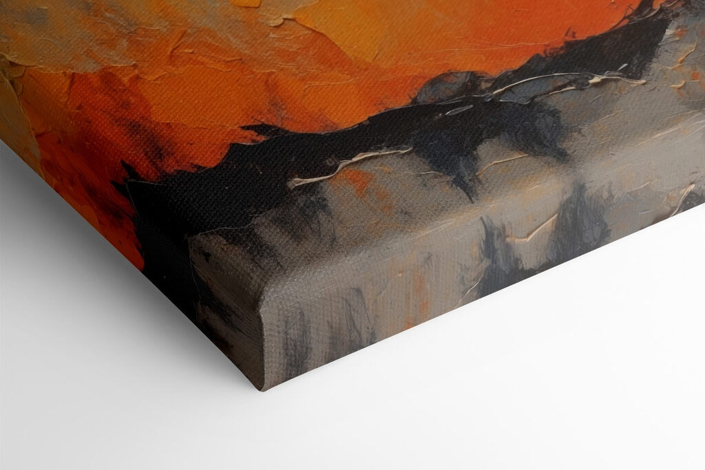 Painting of a moon and fire Painting of a moon and fire