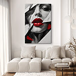 Vászonképek Vörös ajkak absztrakt design közepette