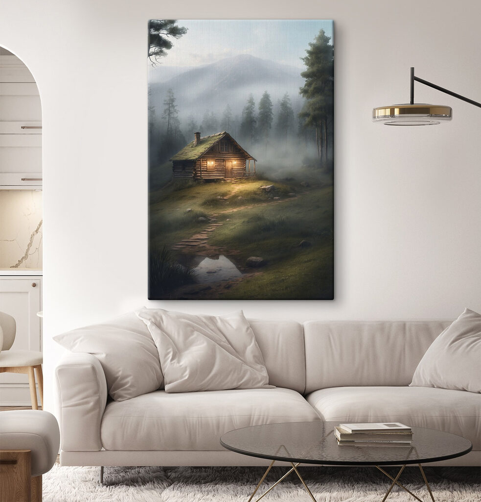 Log cabin in the woods