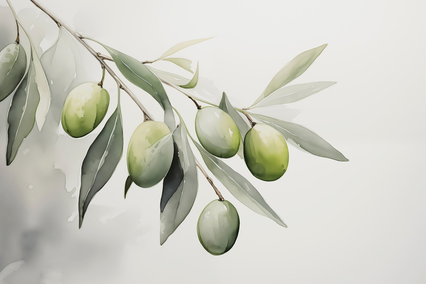 Branch with green fruits and leaves Branch with green fruits and leaves