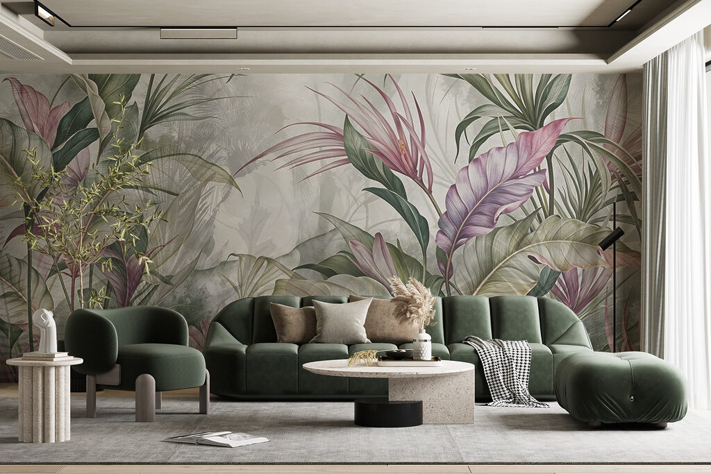 Painting of flowers and leaves