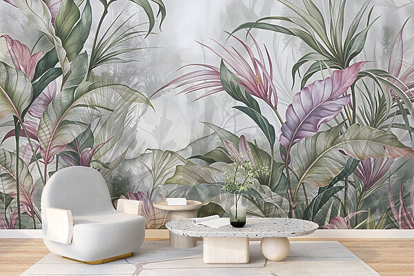 Painting of flowers and leaves