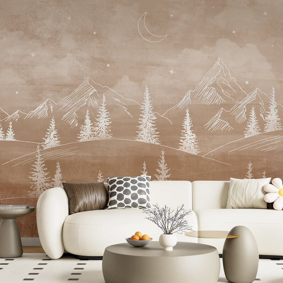Landscape with trees and mountains Landscape with trees and mountains
