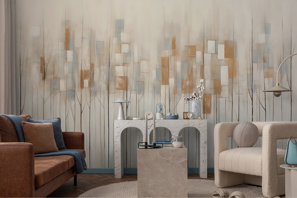 Painting of trees with squares